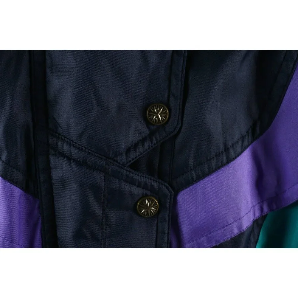 Vintage Descente Women's Size 14 Blue Belted Lined Insulated Zip Snap Ski Jacket